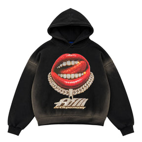ART SUPER MONEY Felpa GRILLZ Con Cappuccio Nera