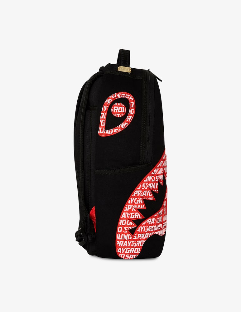 SPRAYGROUND Zaino LOGO MOUTH CORE DLX COTTON BACKPACK In Denim Nero/Rosso