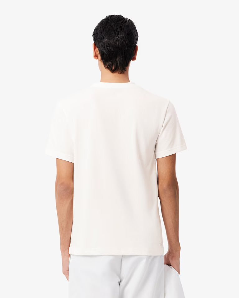 LACOSTE T-Shirt Logo Centrale Bianca e Nera