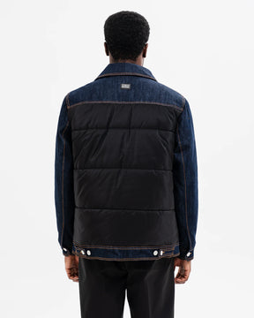 SOLDIER Giubbotto Metà Jeans Metà Giubbino Denim Scuro/Nero