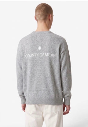 COUNTY OF MILAN Maglione Marcelo Burlon Grigio Logo Frontale E Logo Retro
