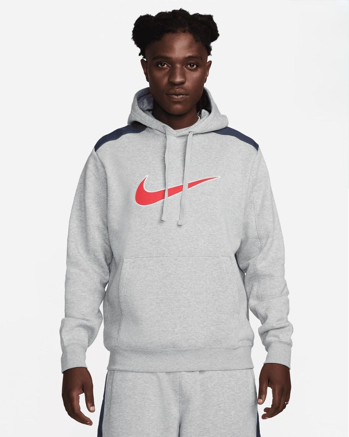 NIKE Tuta Completa Felpata Con Logo Centrale e Bande laterali Grigia/Rossa/Blu