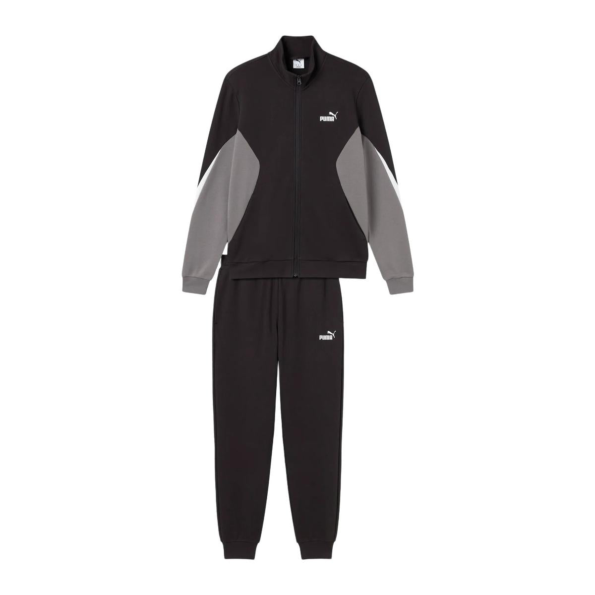 PUMA Tuta In Cotone Garzato Con Zip Nera/Grigia