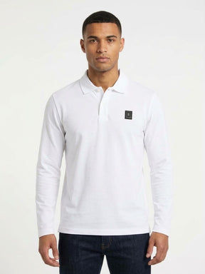 SOLDIER Polo Manica Lunga Logo Sul Petto Bianco