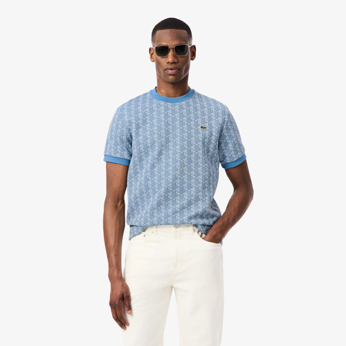 LACOSTE T-Shirt Monogram Uomo Azzurra