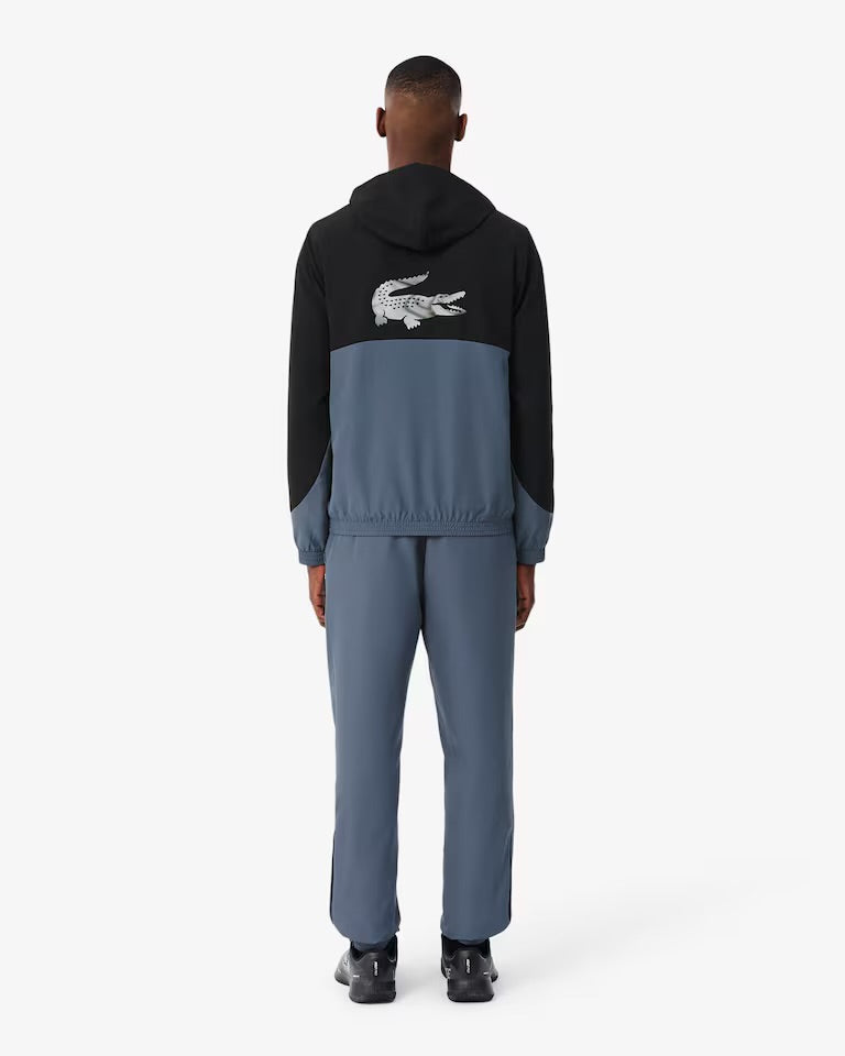 LACOSTE Tuta Sportiva Colorblock Con Stampa Celeste/Blu