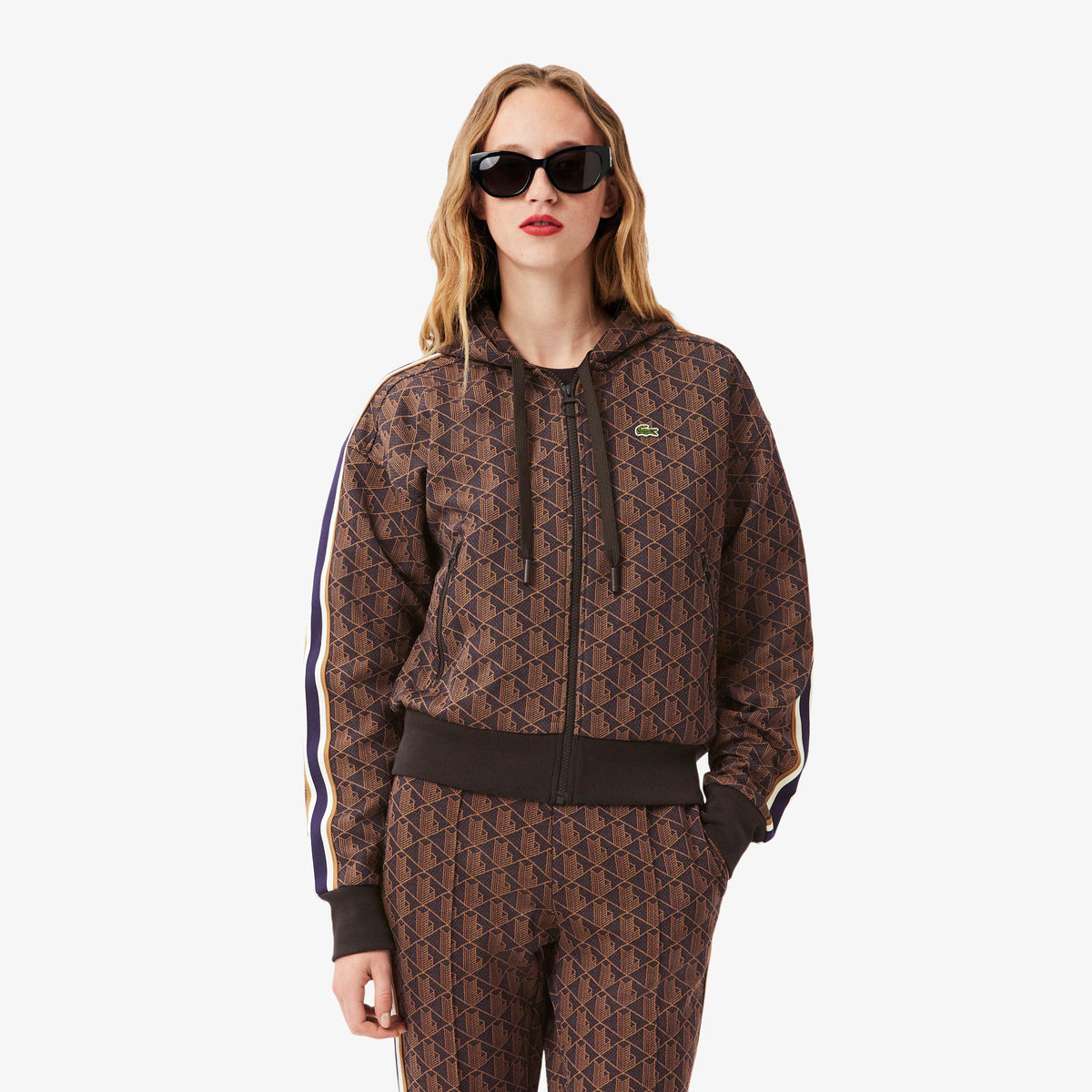 LACOSTE Tuta Monogram Donna Marrone\Viola
