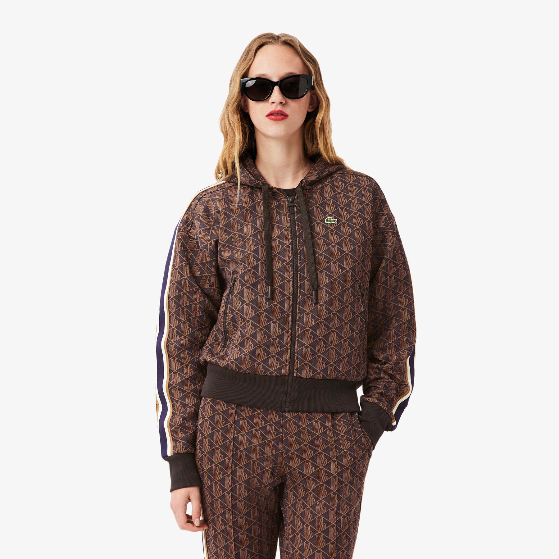LACOSTE Tuta Monogram Donna Marrone\Viola