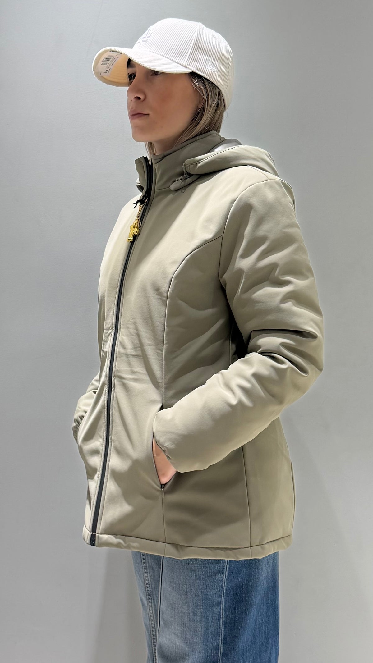 TREZ DONNA GIUBBOTTO LISCIO CORTO FANGO