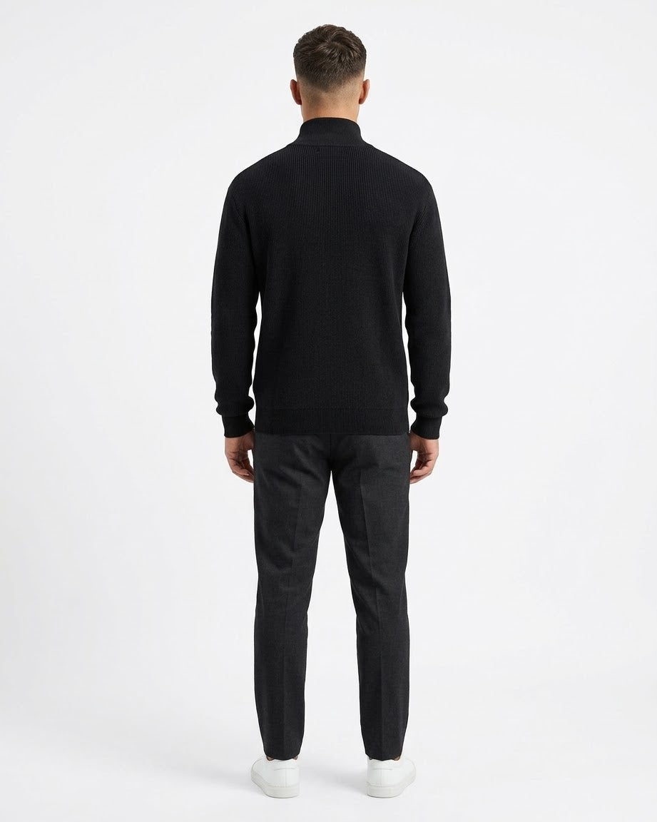 GIANNI LUPO Maglioncino Collo Alto Mezza Zip Nero