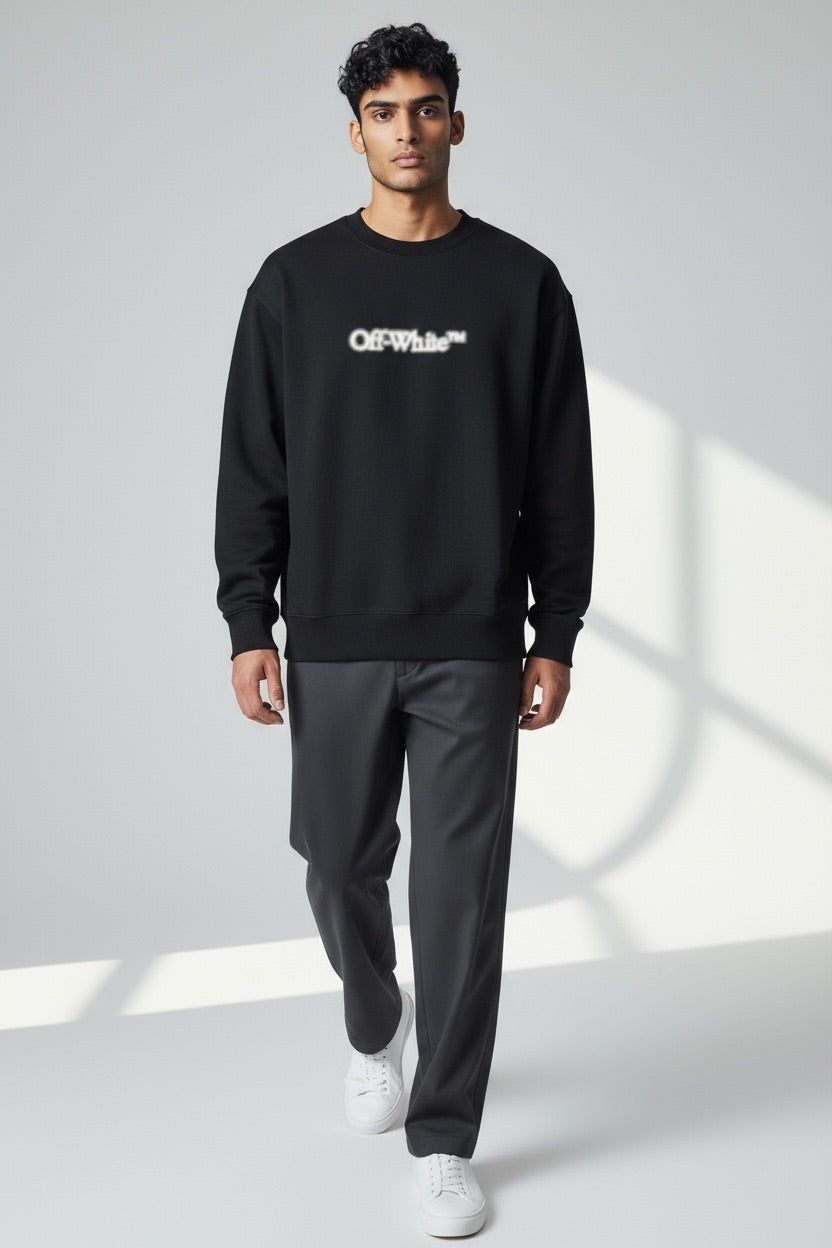 OFF WHITE Felpa Girocollo Con Logo Sul Retro Nero