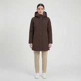 MORE Giubbotto Lungo Flora Con Cappuccio Donna Marrone