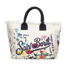 SAINT BARTH Borsa a Spalla Vanity Floreal Garden In Canvas Bianca