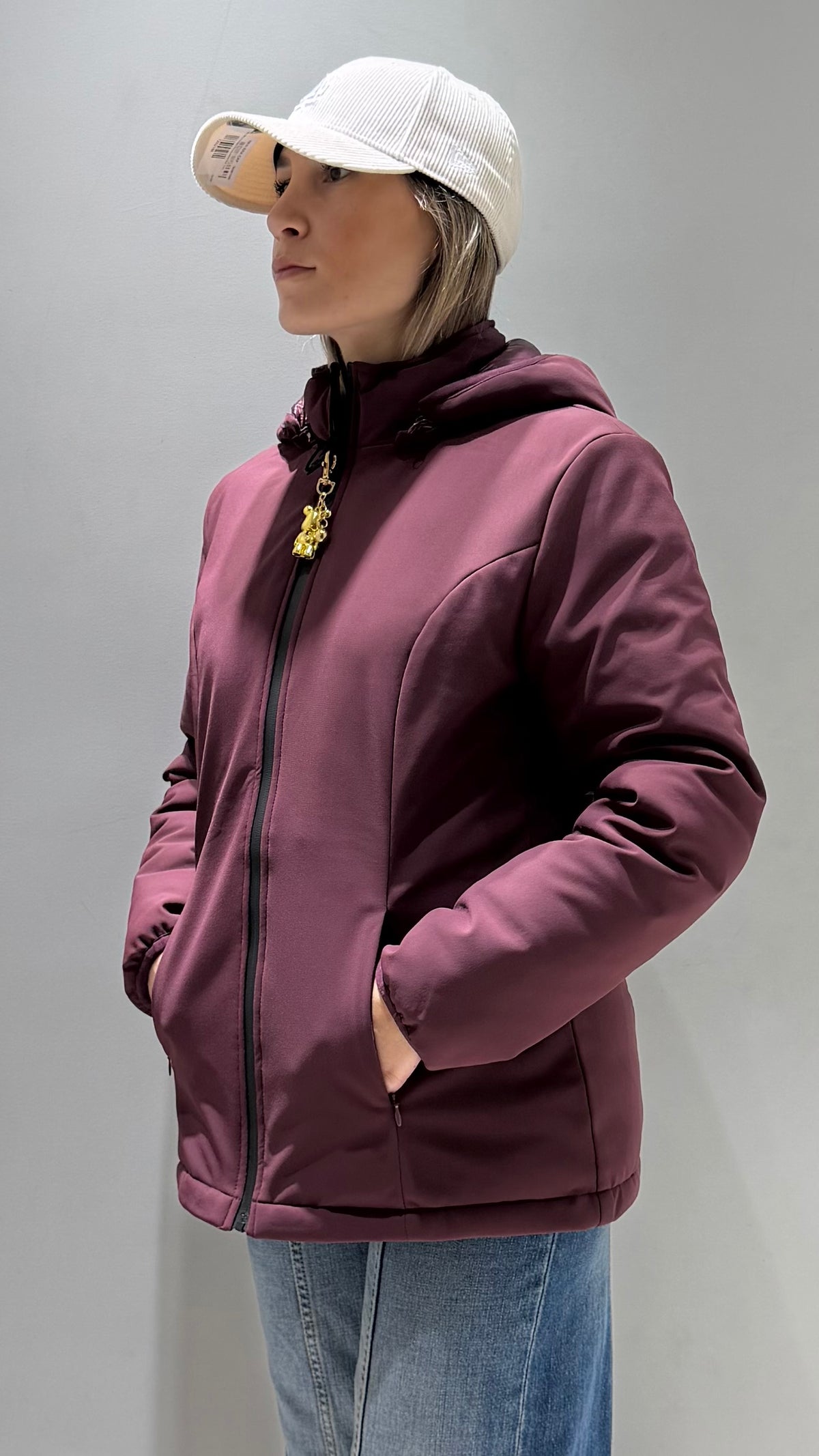 TREZ DONNA GIUBBOTTO LISCIO CORTO BORDEAUX