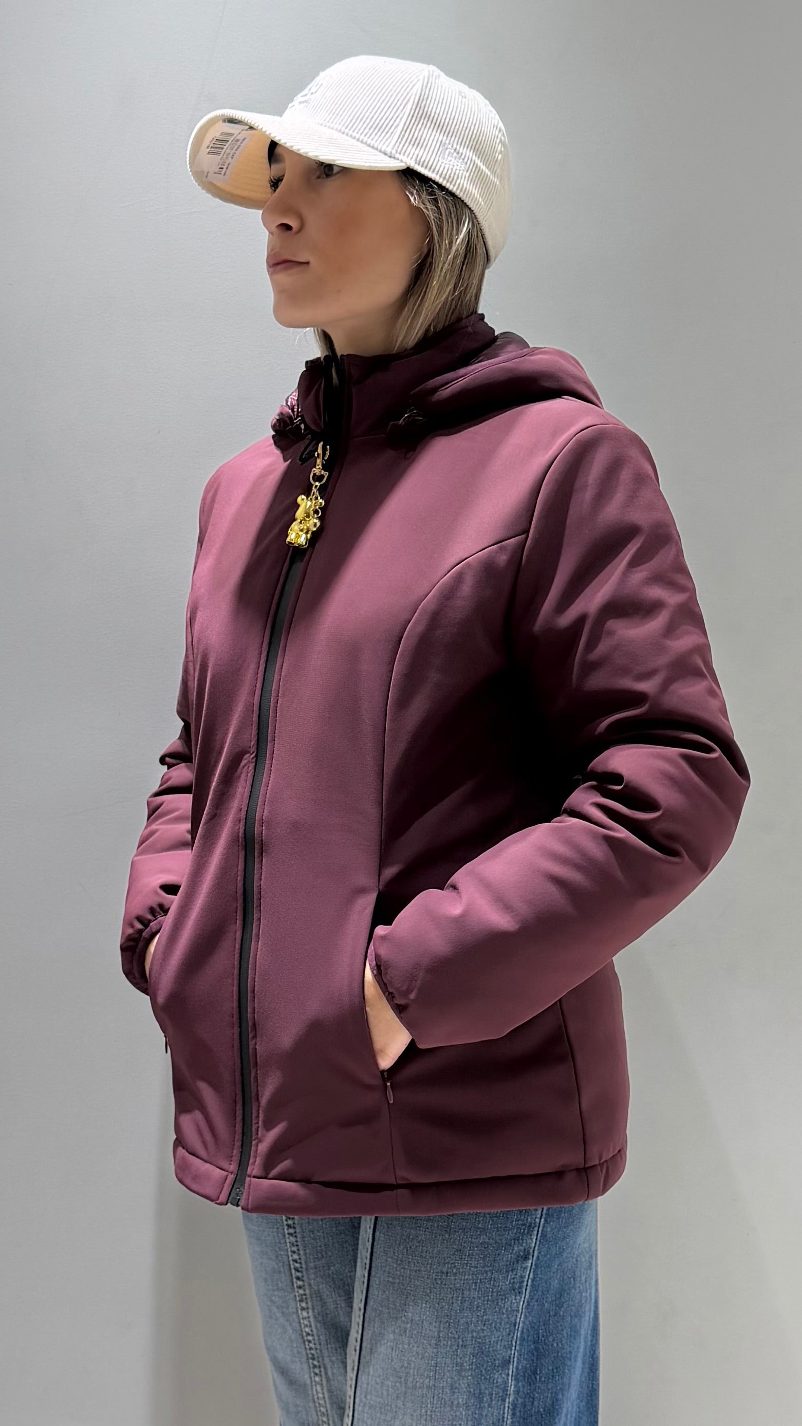 TREZ DONNA GIUBBOTTO LISCIO CORTO BORDEAUX