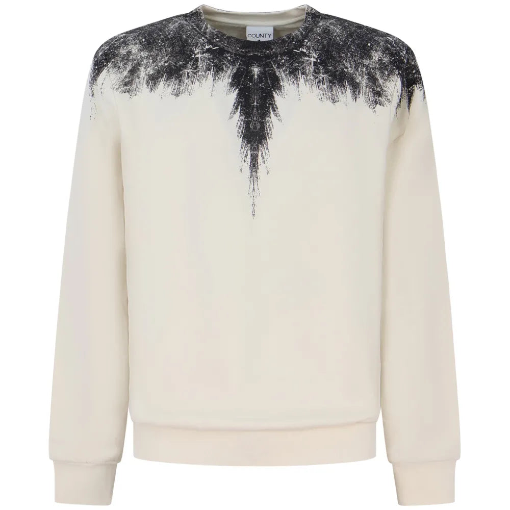 COUNTY OF MILAN Felpa Marcelo Burlon Panna Con Ali Graffito Nere