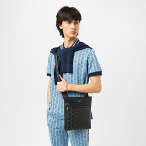 LACOSTE Monogram Marsupio Flat Crossover Bag Tono su Tono Nero