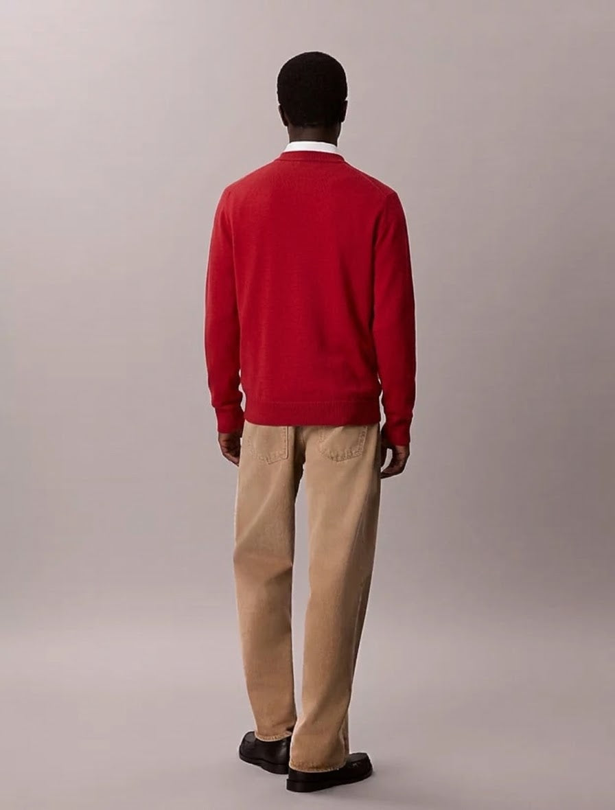 CALVIN KLEIN Maglione In Cotone Basic Rosso 26/27