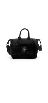 BLAUER Tote Bag Con Pelliccia e Logo Strass Nera
