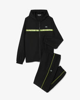 LACOSTE Tuta Leggera In Microfibra Con Bande Centrali Fluo e Logo Nera/Fluo