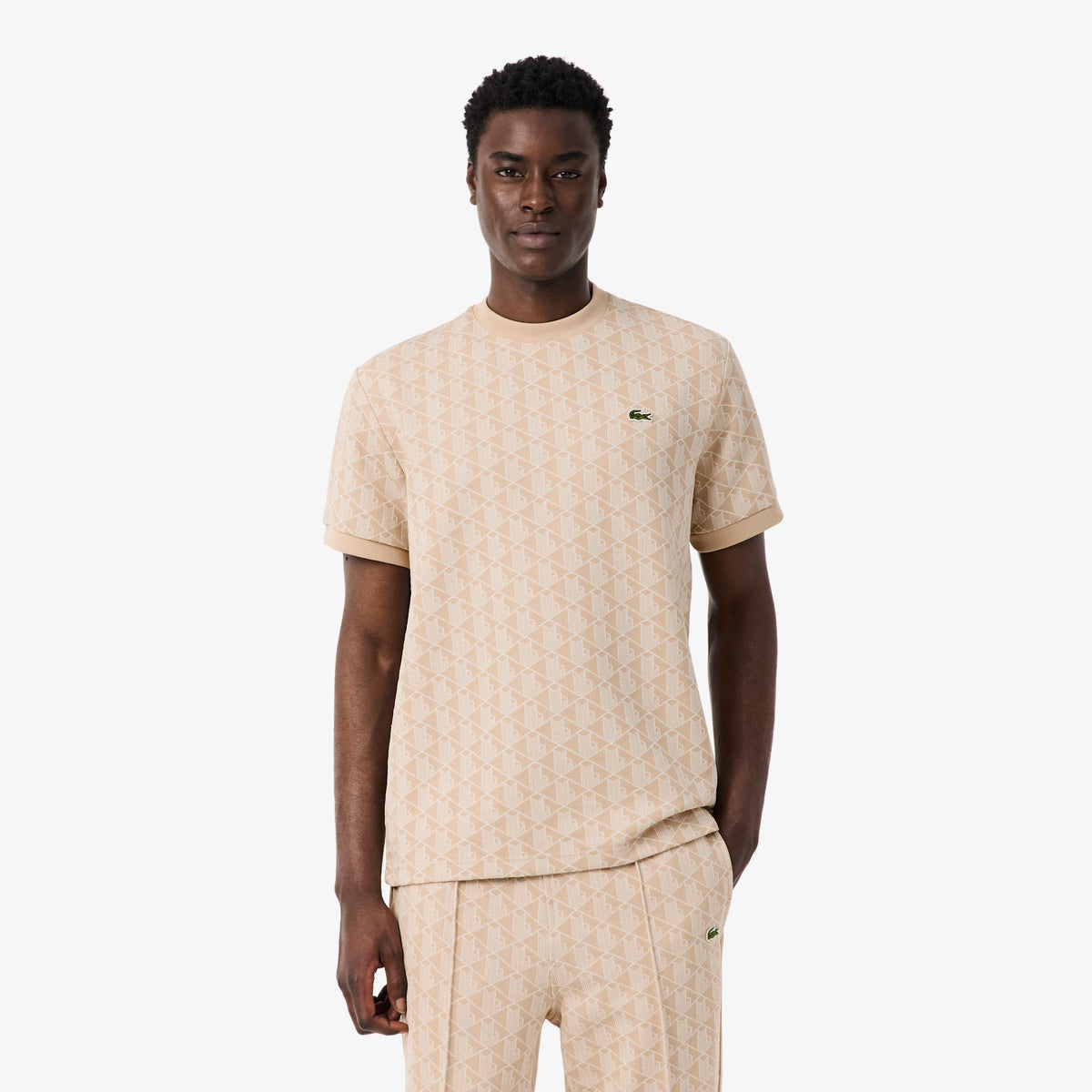 LACOSTE T-Shirt Monogram Beige