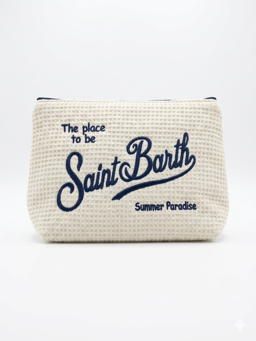 SAINT BARTH Pochette Aline Waffle Bianca