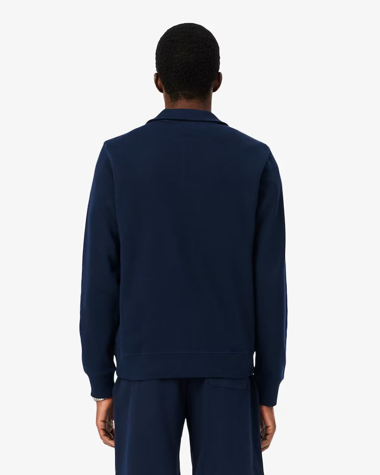 LACOSTE Felpa Interlock Collo Alto Mezza Zip Blu