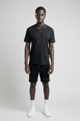 COUNTY OF MILAN Marcelo Burlon Completino Con Stampa Logo su T-Shirt e Pantaloncino Nero/Bordeaux