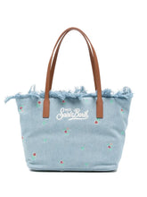 Saint Barth SAINT BARTH Borsa City Medium In Denim Con Ricamo a Fiori - Borsa - Tommaseo Clothing