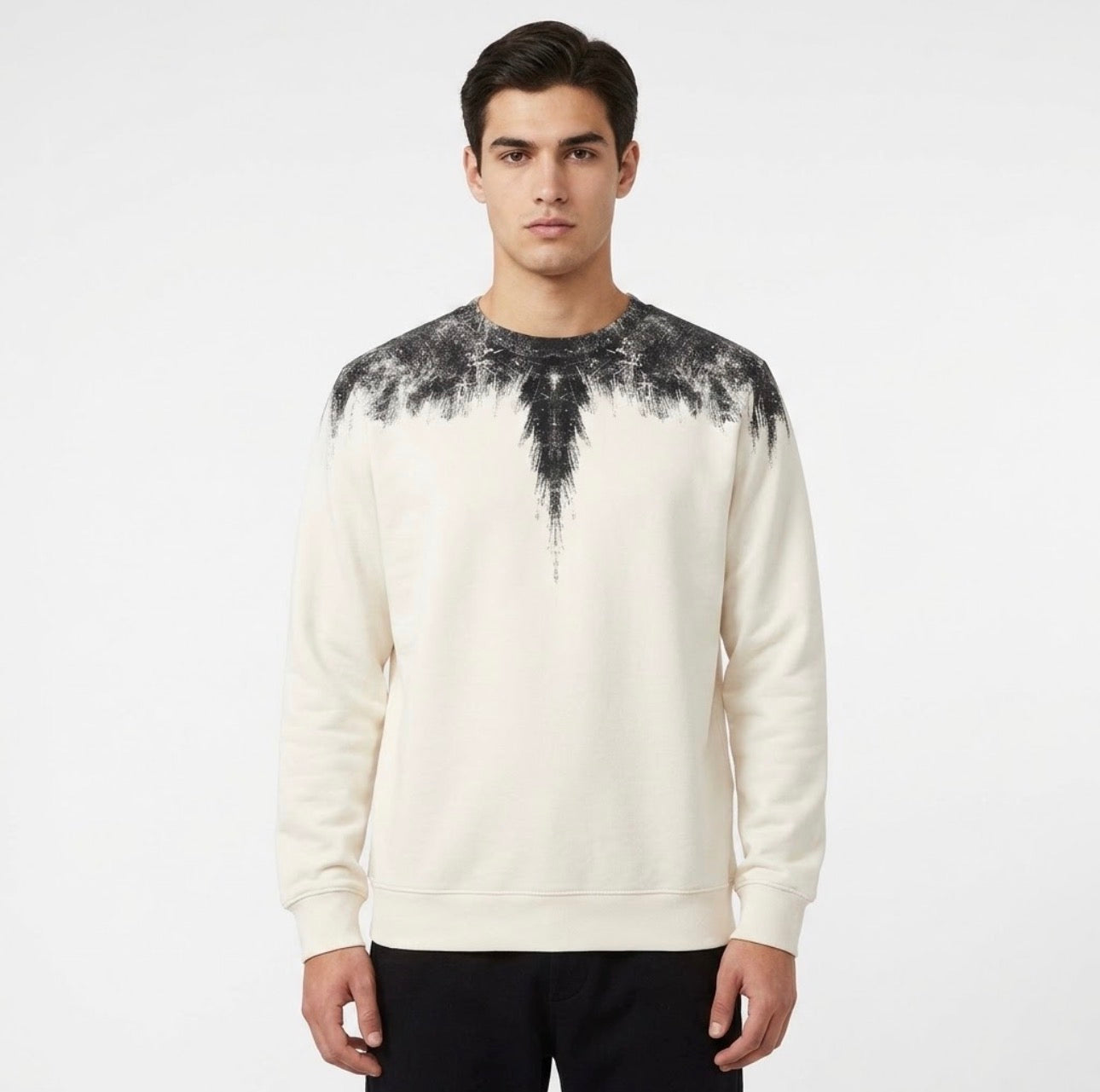 COUNTY OF MILAN Felpa Marcelo Burlon Panna Con Ali Graffito Nere