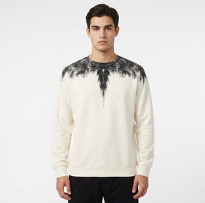 COUNTY OF MILAN Felpa Marcelo Burlon Panna Con Ali Graffito Nere