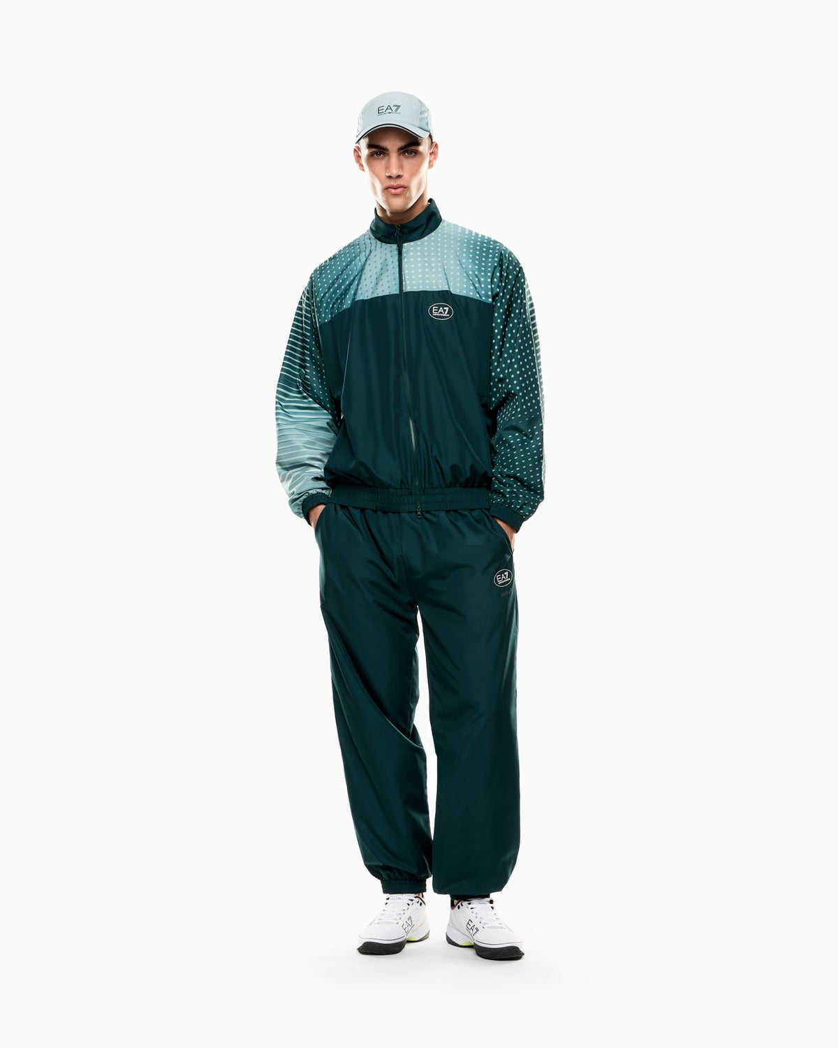 EMPORIO ARMANI Tuta Leggera In Microfibra Con Zip Verde 25/26