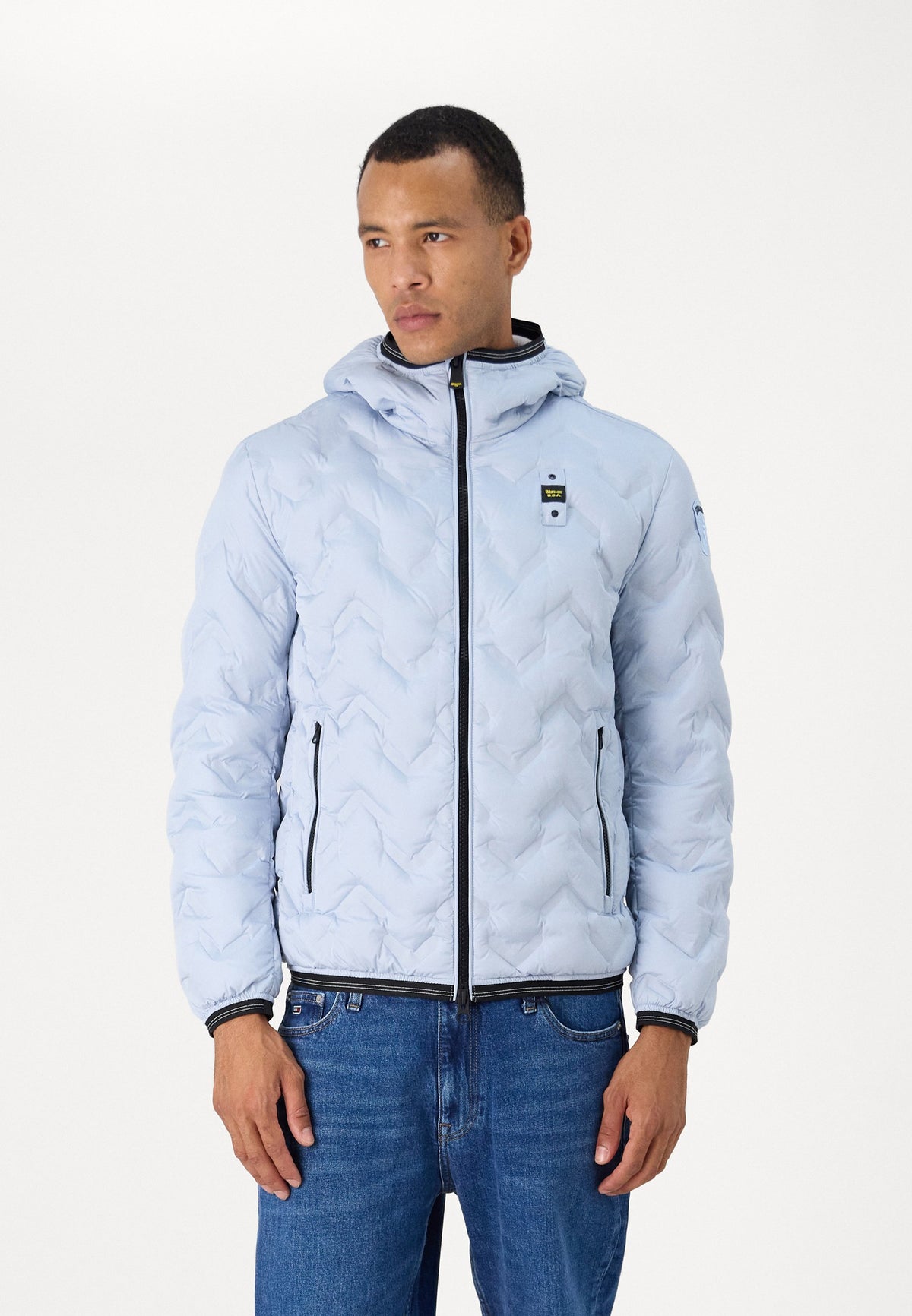 BLAUER Giubbotto Uomo Piumino Invernale Termosaldato Azzurro