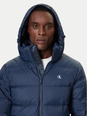 CALVIN KLEIN Giubbotto Invernale Con Logo Piccolo Sul Petto Blu