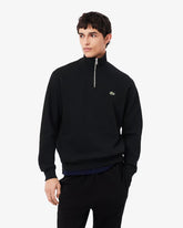 LACOSTE Felpa Interlock Collo Alto Mezza Zip Nera