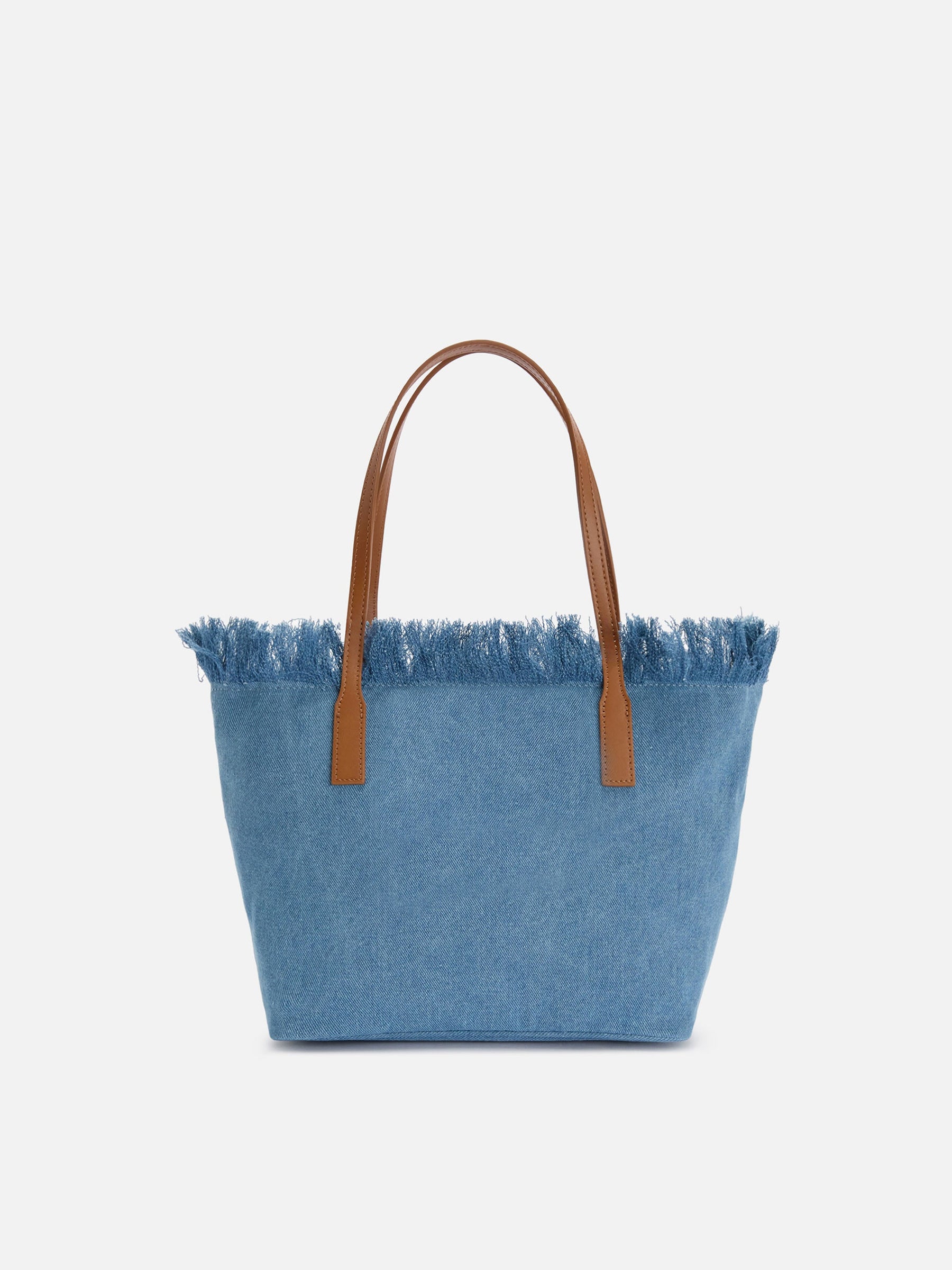 SAINT BARTH BORSA SHOPPER CITY MEDIUM IN TESSUTO DENIM CON FRANGE