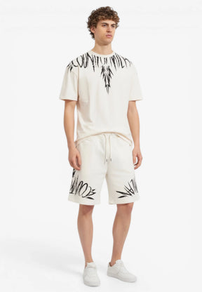 COUNTY OF MILAN Completino Marcelo Burlon T-Shirt e Pantaloncino Bianco Stampa Logo Nero