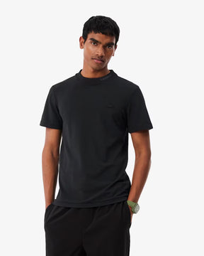 LACOSTE T-Shirt Con Marchio Jaquard Commuter logo Tono Du Tono Nera