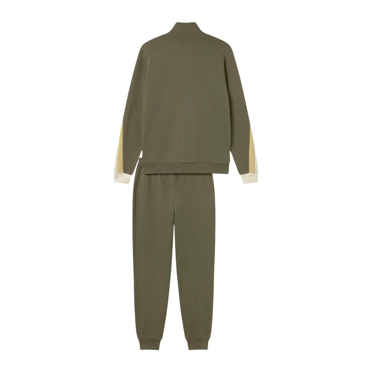 PUMA Tuta In Cotone Garzato Con Zip Verde/Beige