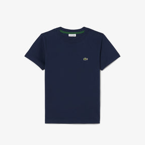 LACOSTE T-Shirt Bambino/Bambina Basic In Cotone Blu