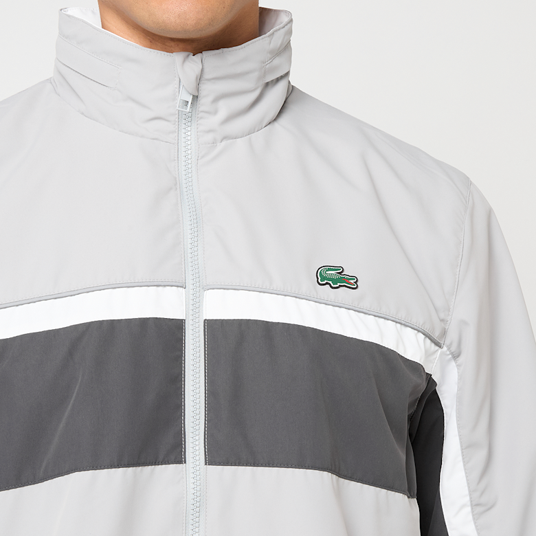 LACOSTE Tuta In Microfibra Con Zip e Bande Grigia/Nera