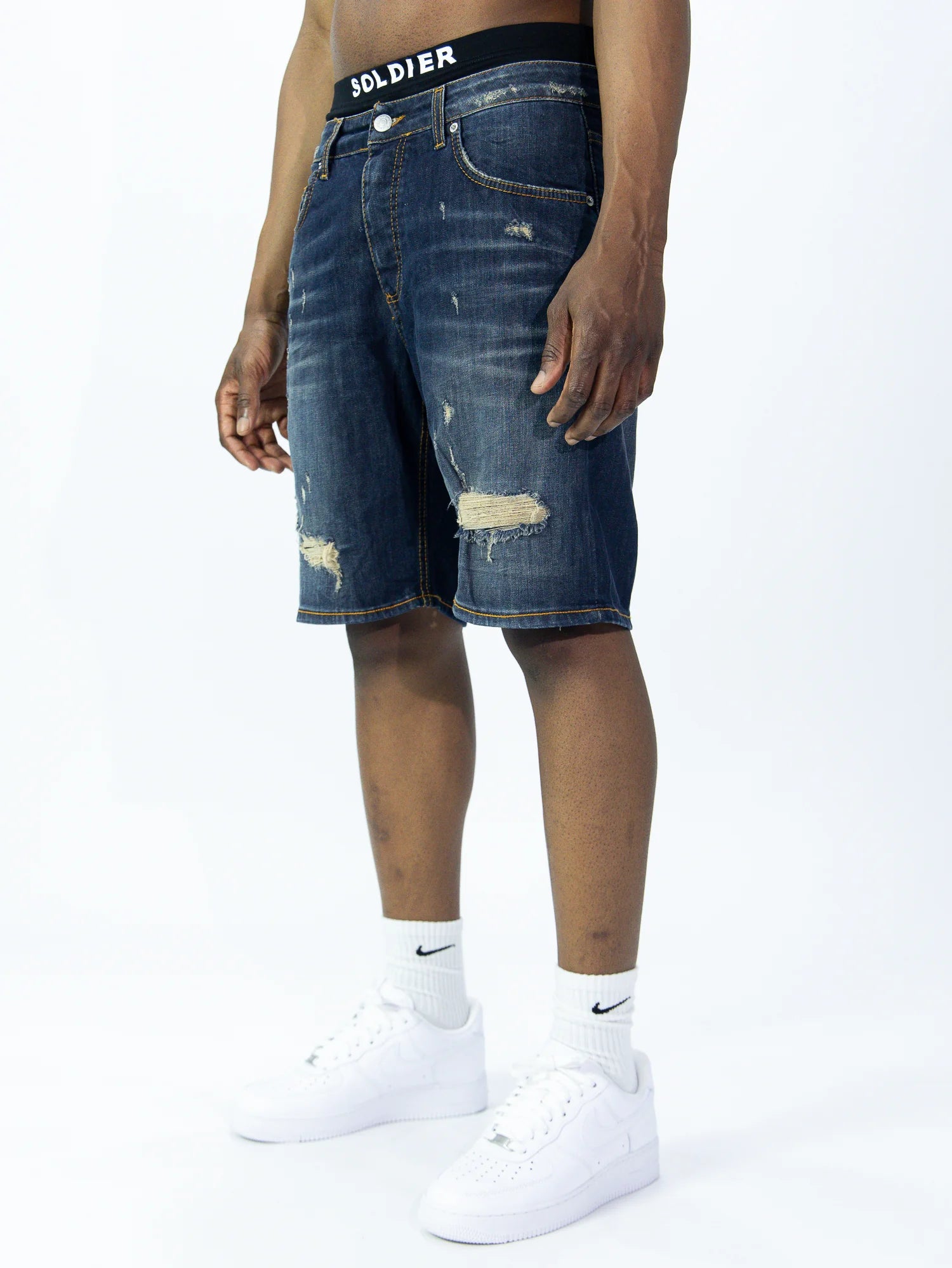 SOLDIER Bermuda Jeans Sabbiato Denim Blu