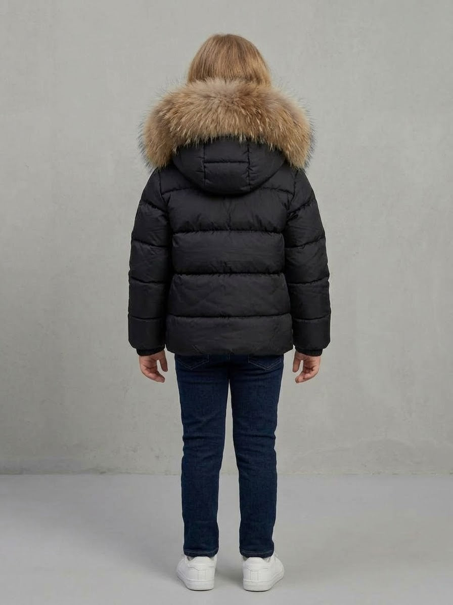 BLAUER Piumino Amory Baby Cappuccio Con Pelliccia Bambina Nero