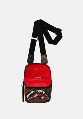 SPRAYGROUND Tracolla In Pelle SMEARED GRUNGE Marrone