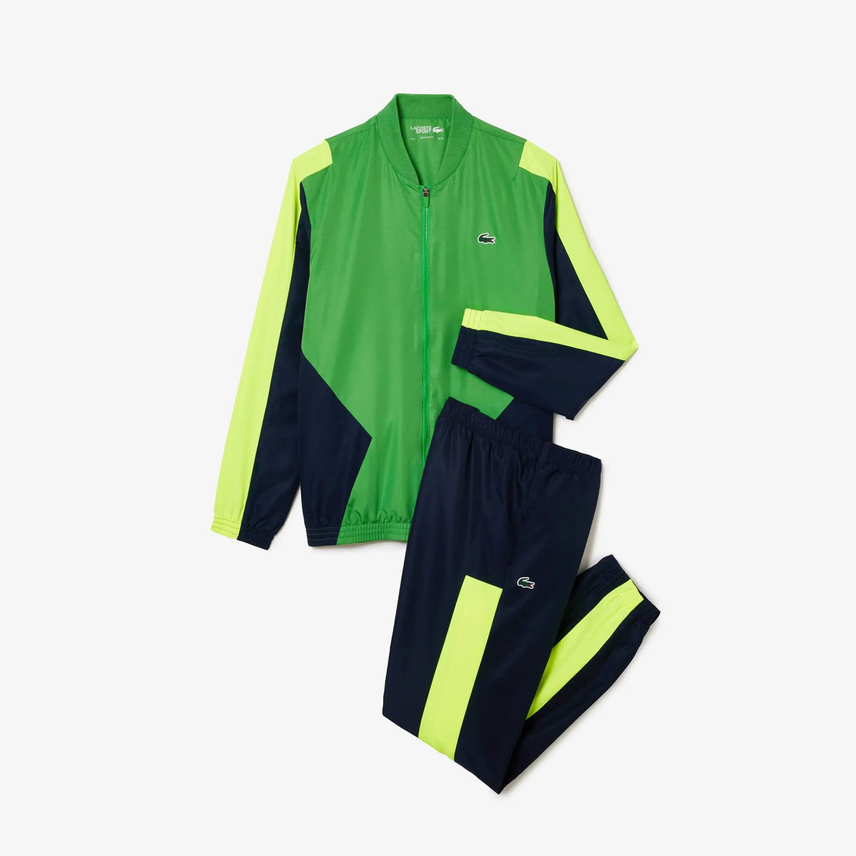 LACOSTE Tuta Leggera In Microfibra Con Zip Verde/Fluo