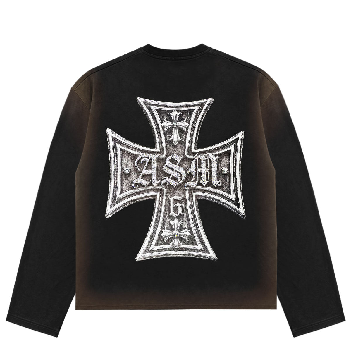 ART SUPER MONEY Felpa CROSS WESTERN Girocollo Nera