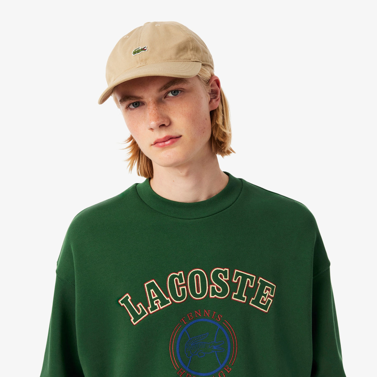 LACOSTE Felpa Girocollo con ricamo Heritage Verde