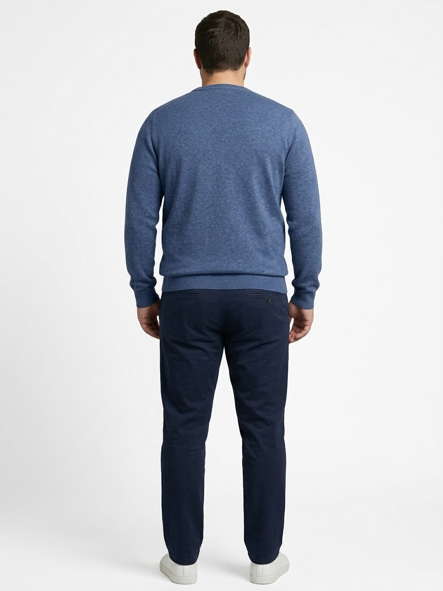 KEYJEY Maglioncino Girocollo Blu Denim