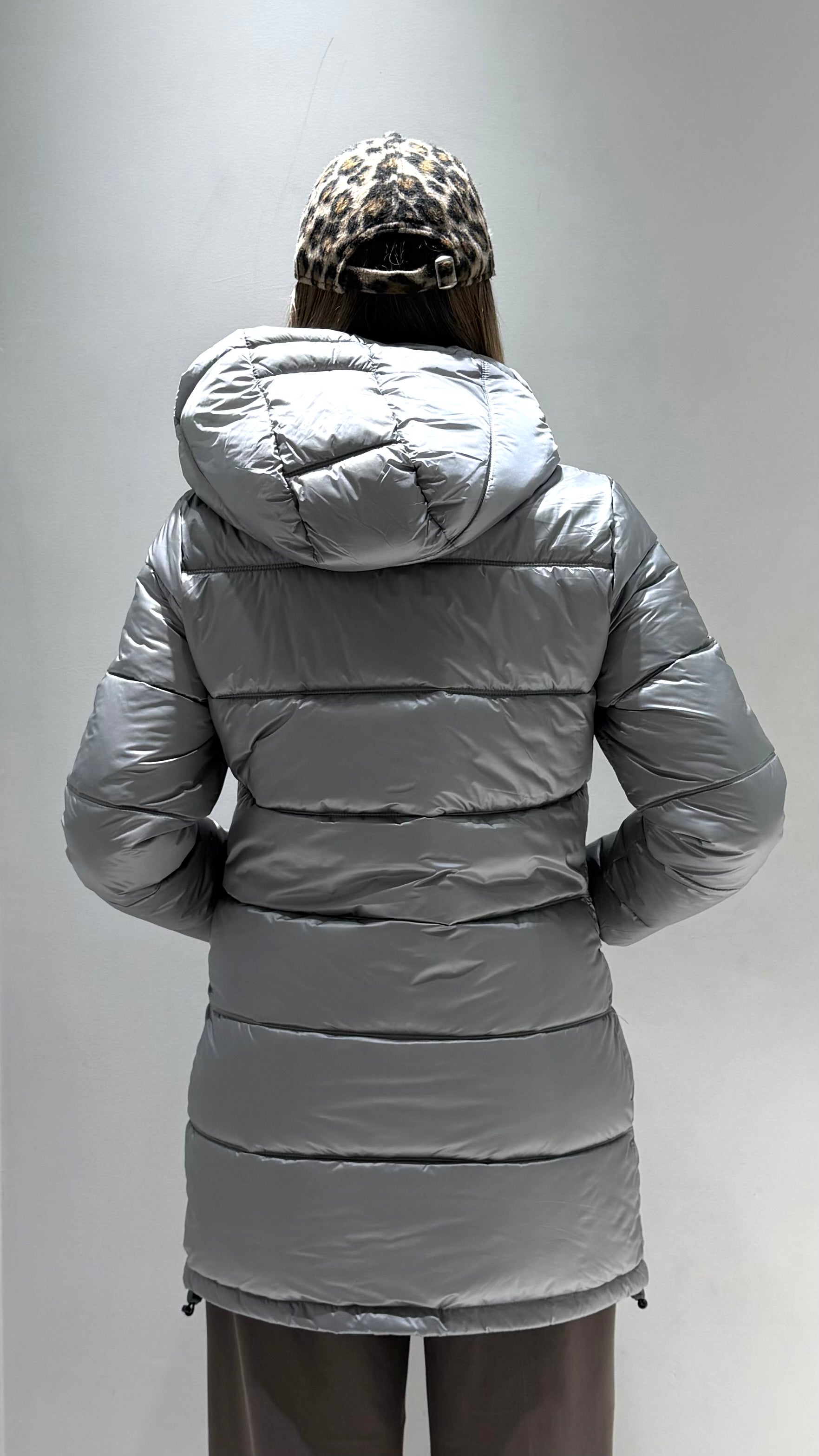 TREZ DONNA GIUBBOTTO FASCIATO LUNGO GRIGIO SCURO