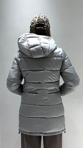 TREZ DONNA GIUBBOTTO FASCIATO LUNGO GRIGIO SCURO